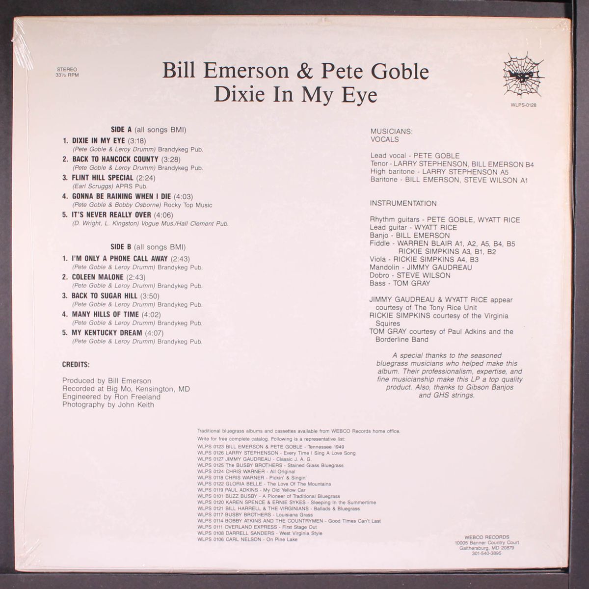 dixie in my eye by BILL EMERSON & PETE GOBLE