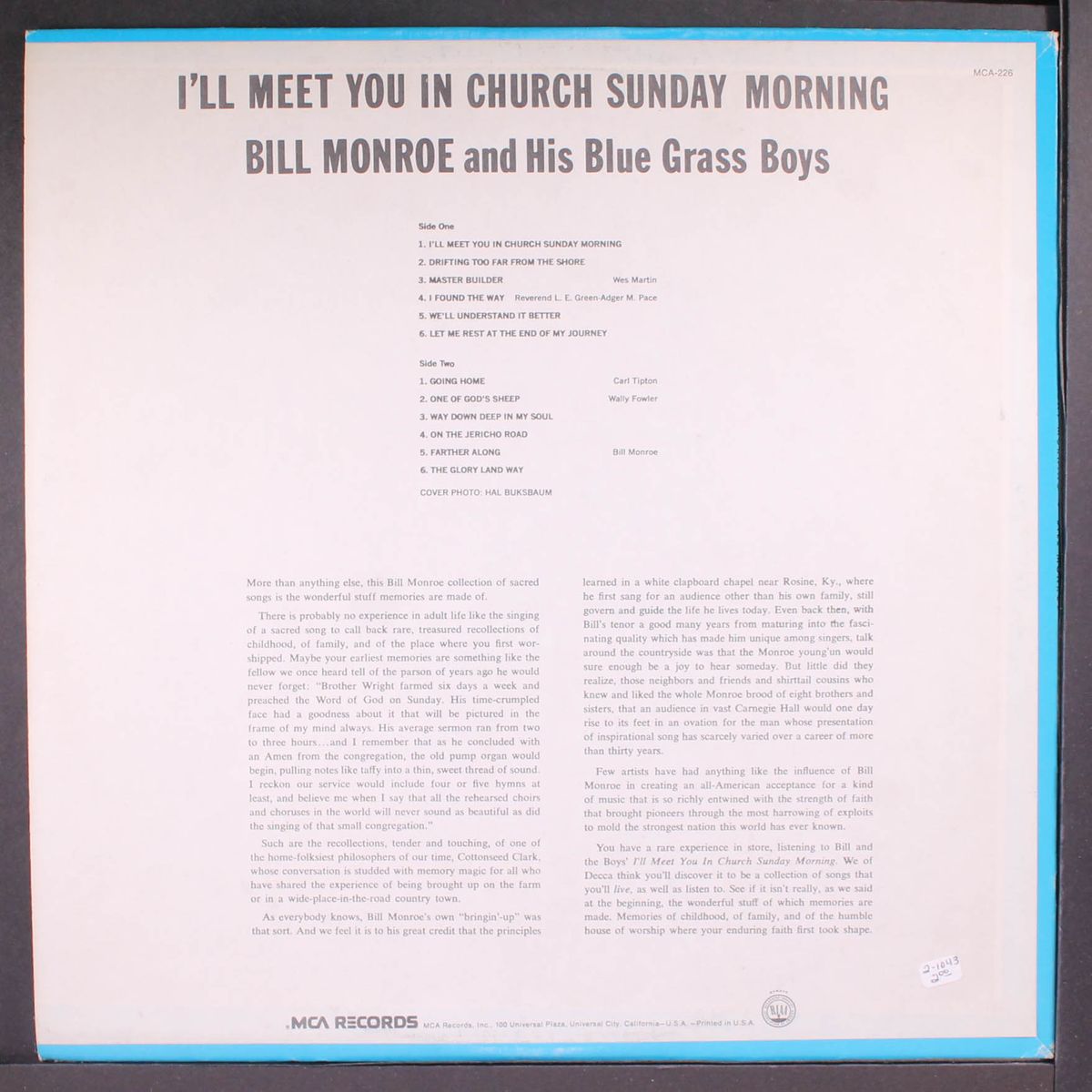 i'll meet you in church sunday morning by BILL MONROE
