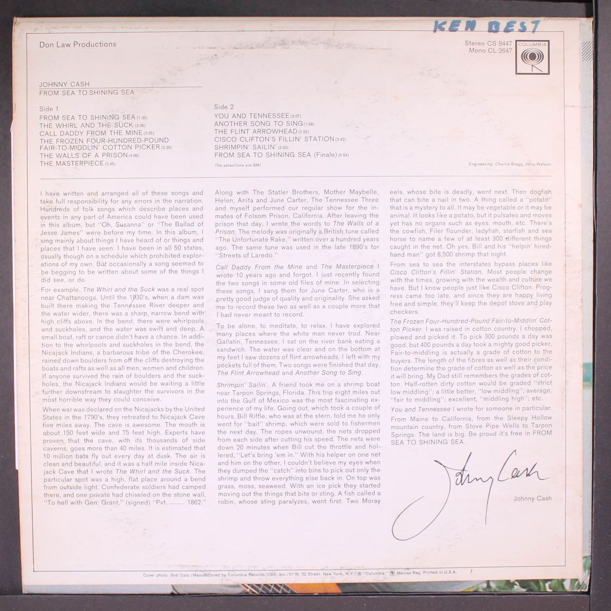 from sea to shining sea by JOHNNY CASH