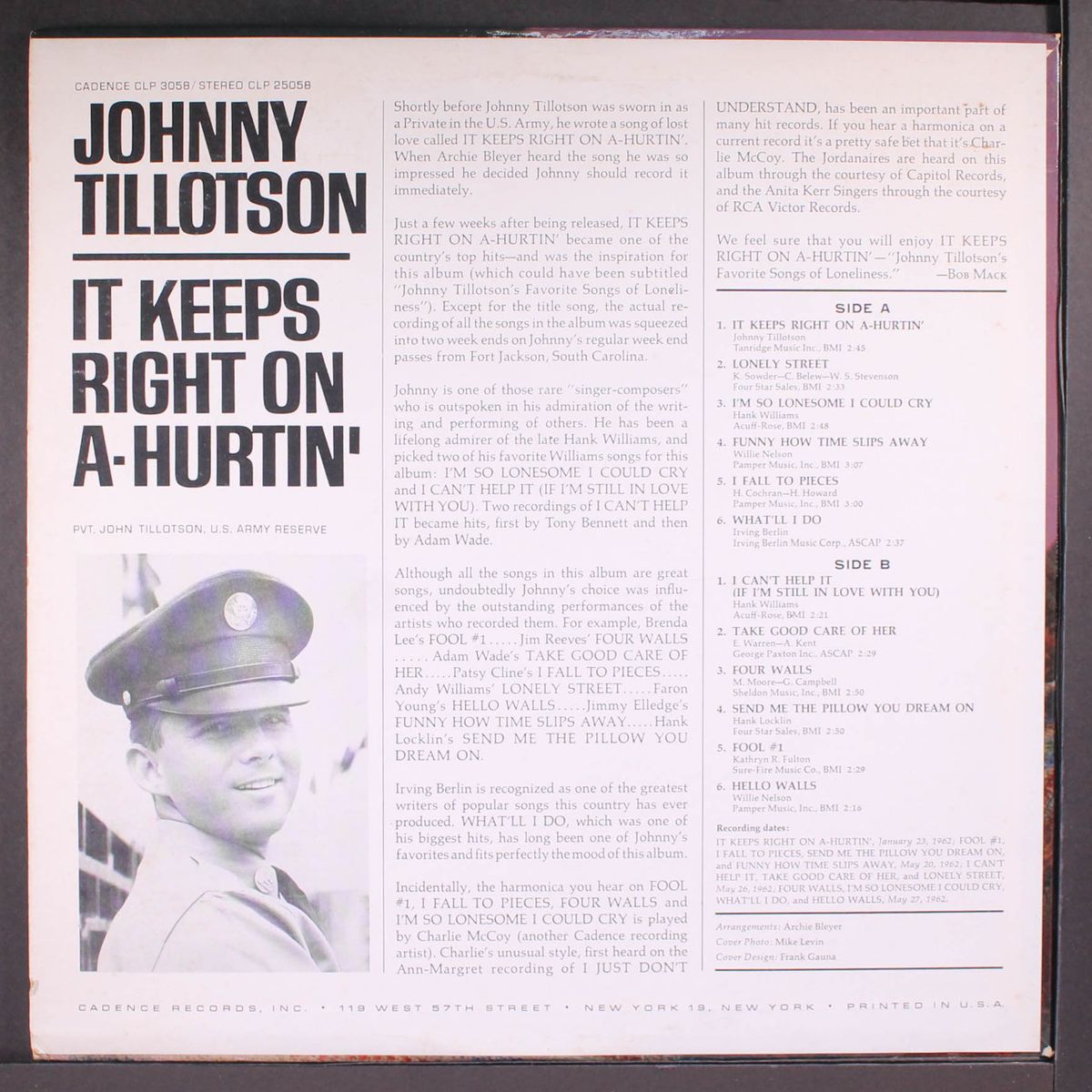 it keeps right on a-hurtin' by JOHNNY TILLOTSON
