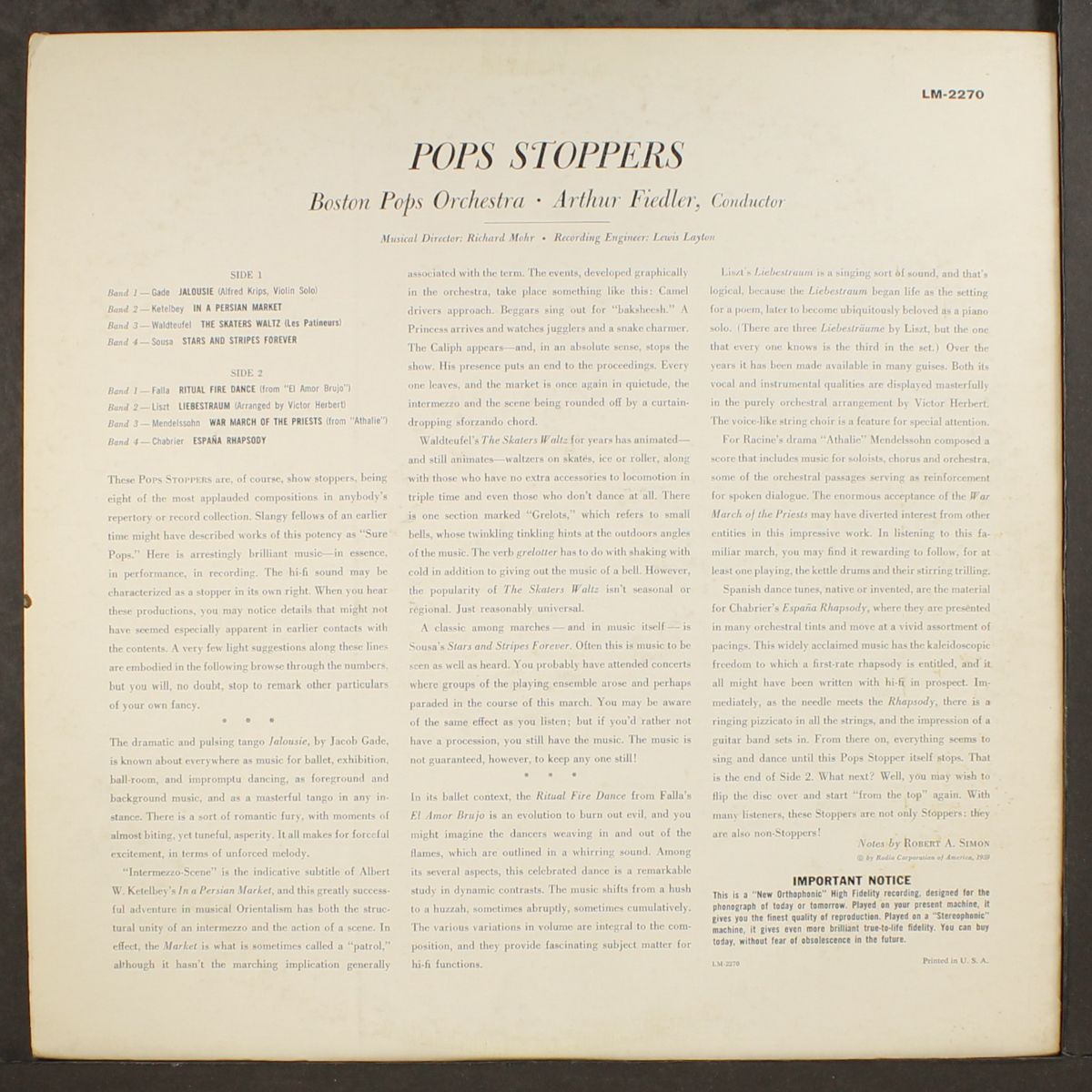 pops stoppers by ARTHUR FIEDLER & BOSTON POPS