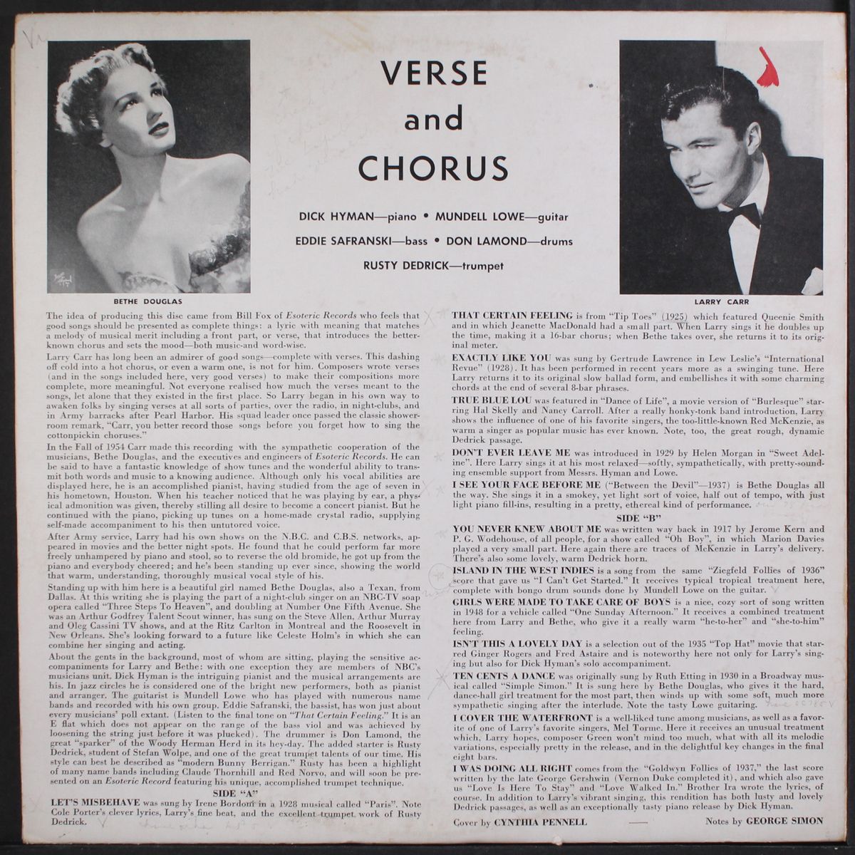 Sings Verse And Chorus by LARRY CARR | RBM