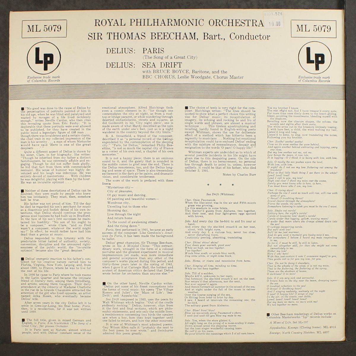 delius: paris, sea drift by SIR THOMAS BEECHAM