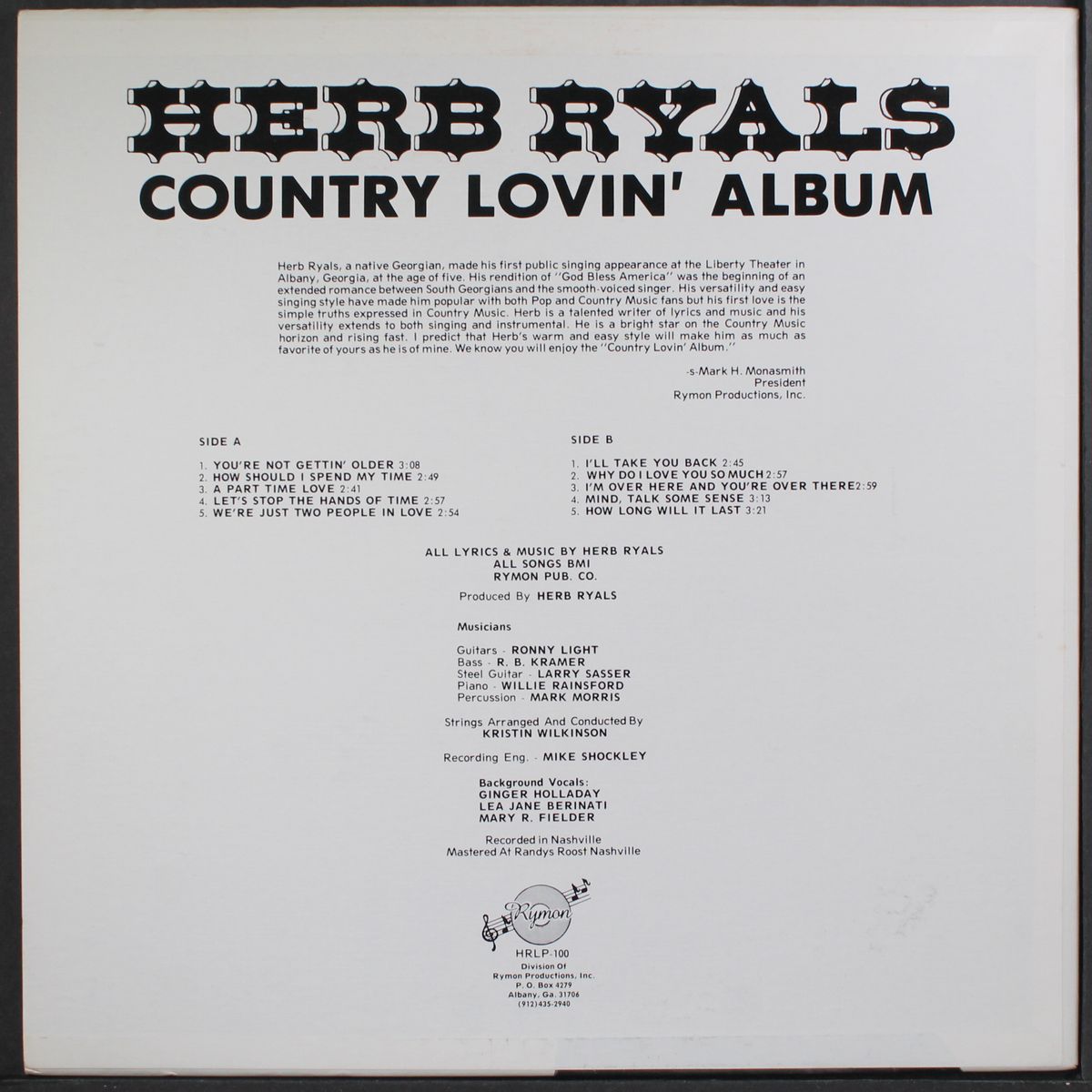 country lovin' album by HERB RYALS