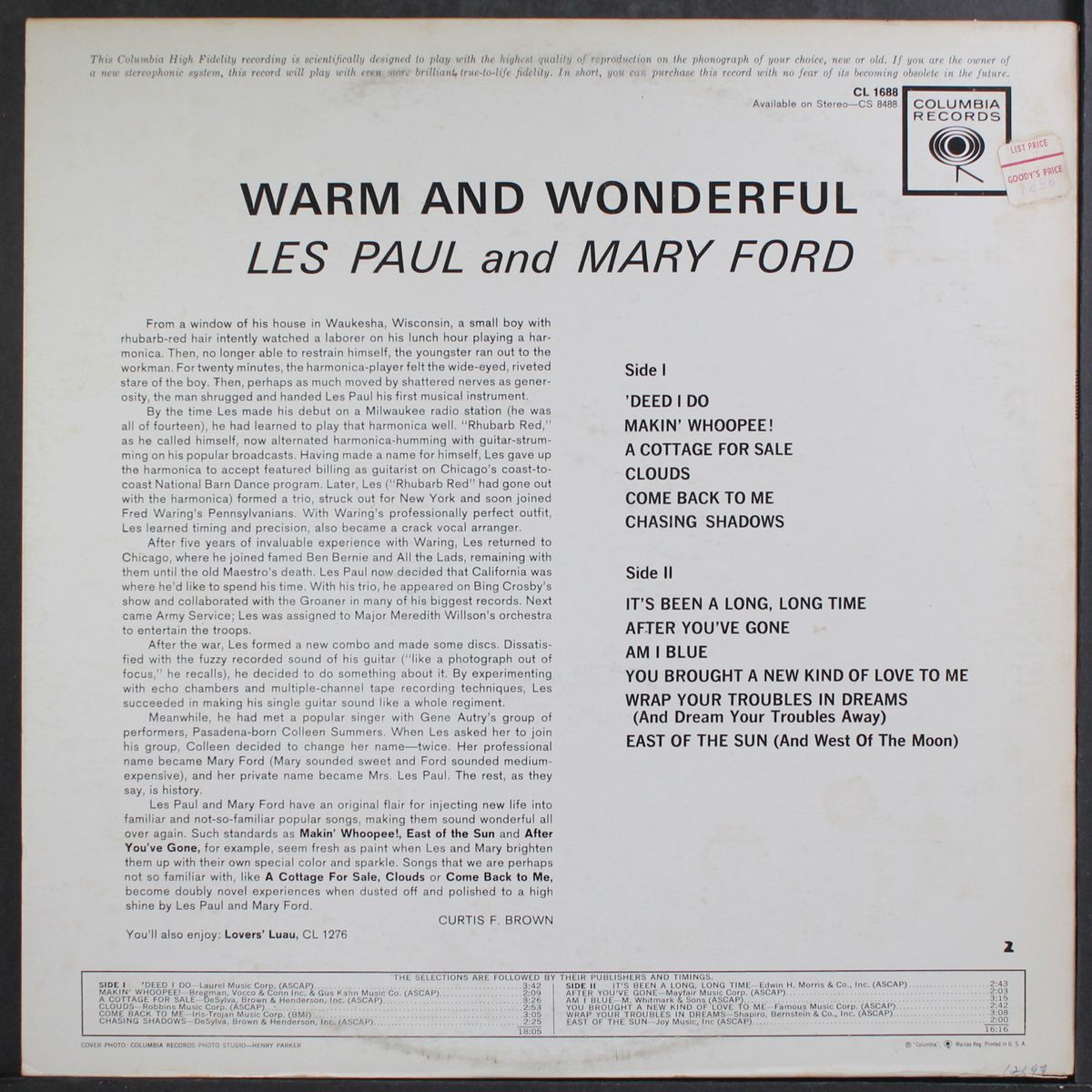 warm and wonderful by LES PAUL & MARY FORD