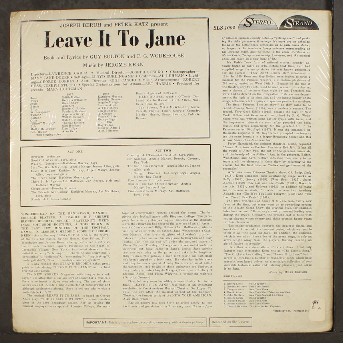 leave it to jane by ORIGINAL CAST