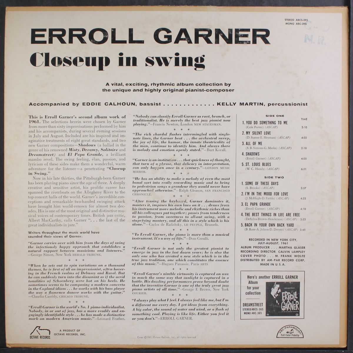 close-up in swing by ERROLL GARNER