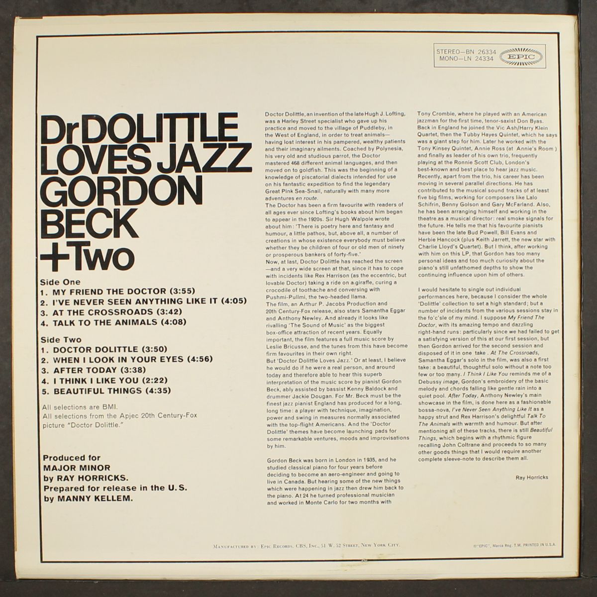 dr doolittle loves jazz by GORDON BECK + TWO