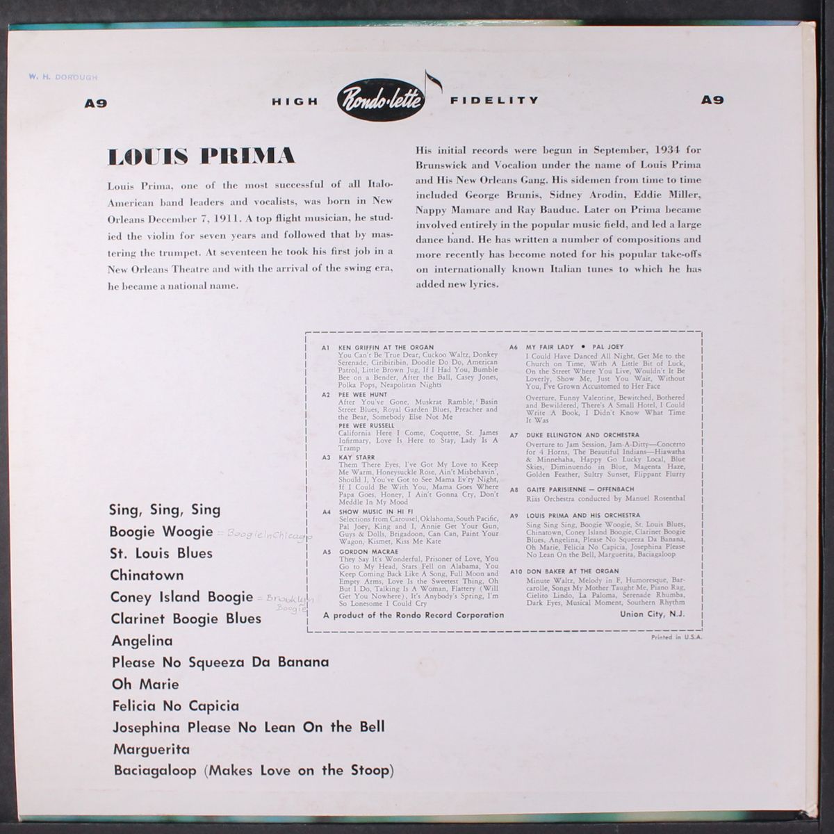 in all his moods by LOUIS PRIMA