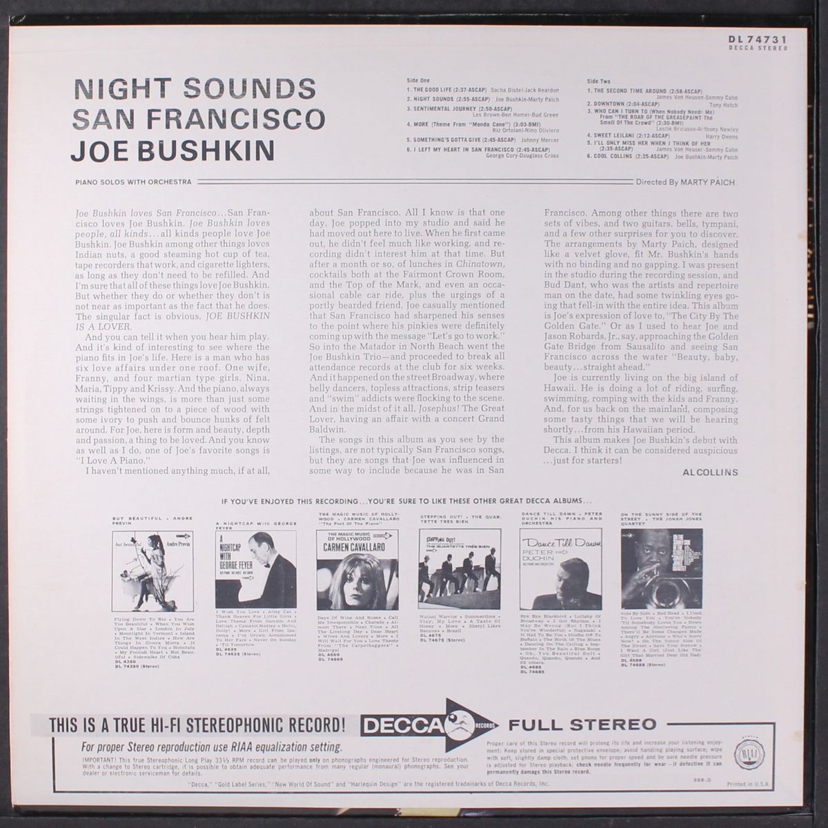 night sounds, san francisco by JOE BUSHKIN