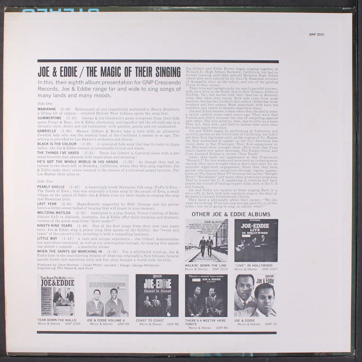 the magic of their singing by JOE & EDDIE