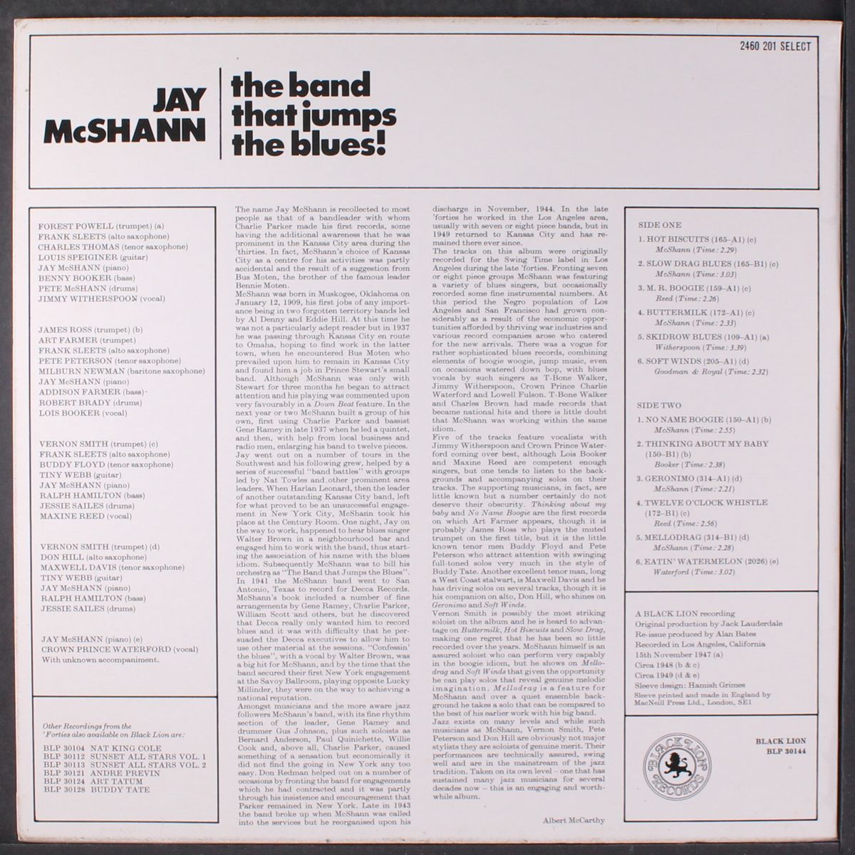 the band that jumps the blues by JAY MCSHANN