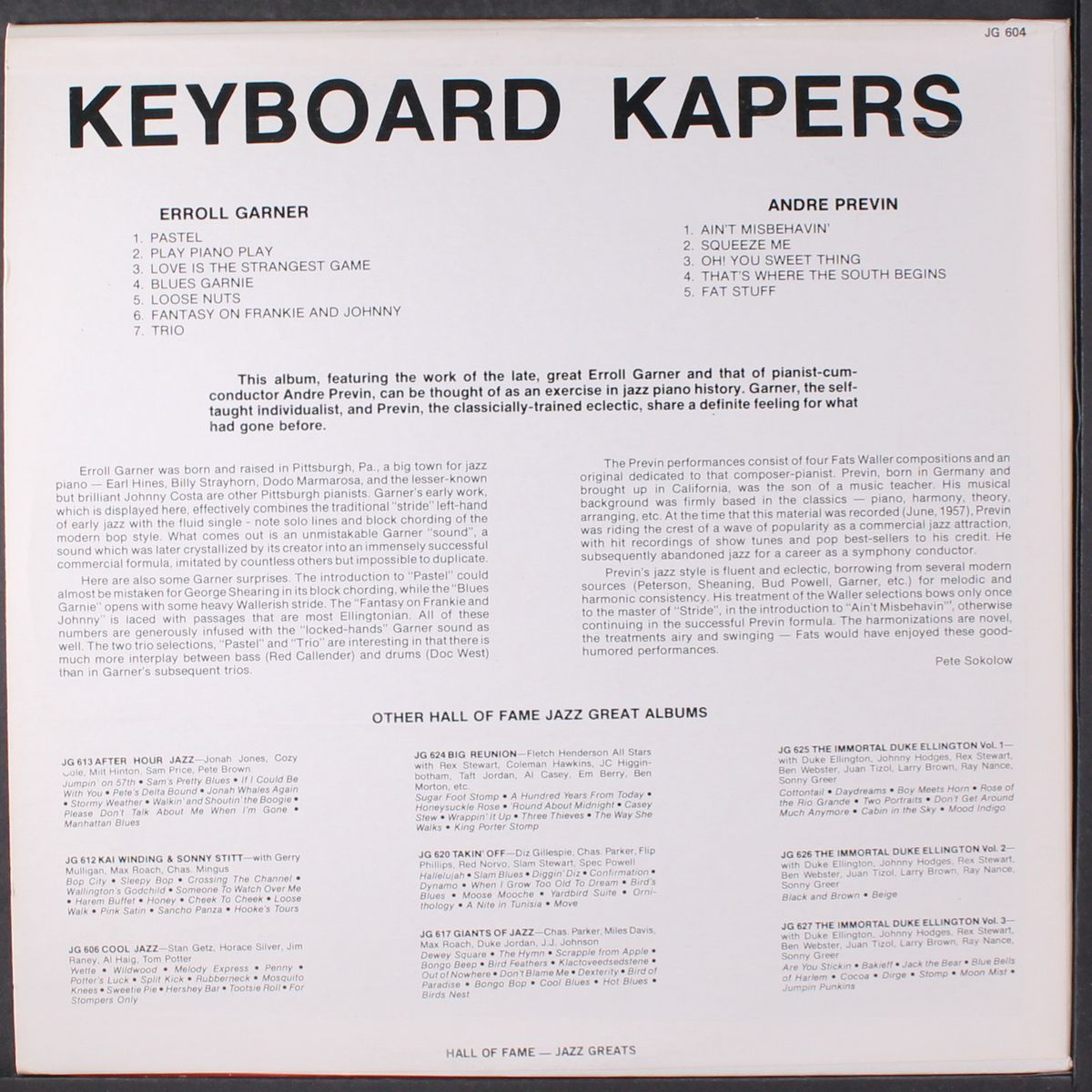 keyboard kapers by ERROLL GARNER / ANDRE PREVIN