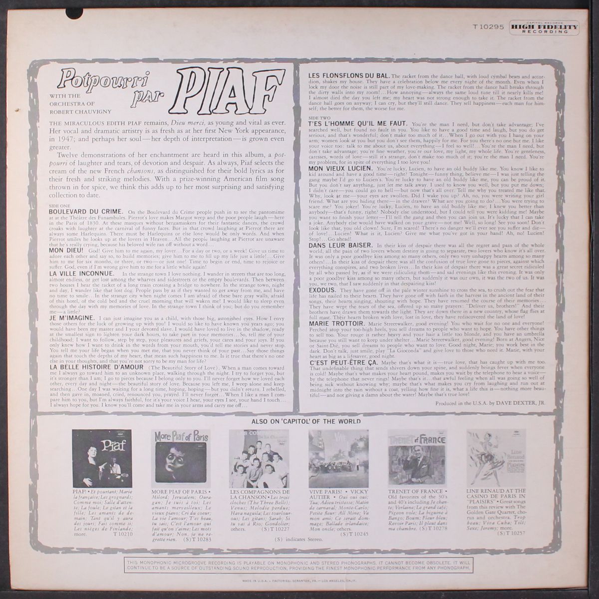 potpourri par piaf by EDITH PIAF