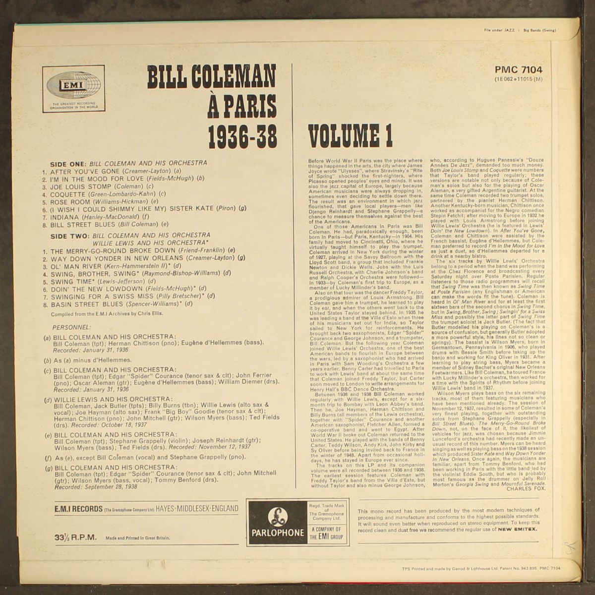 a paris, vol. 1; 1936-38 by BILL COLEMAN