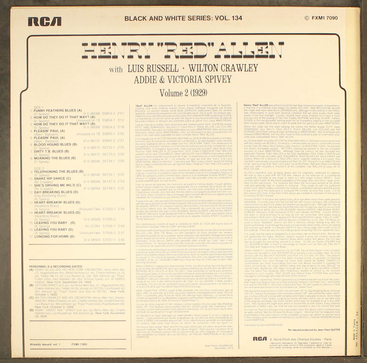 vol. 2 1929 by HENRY "RED" ALLEN