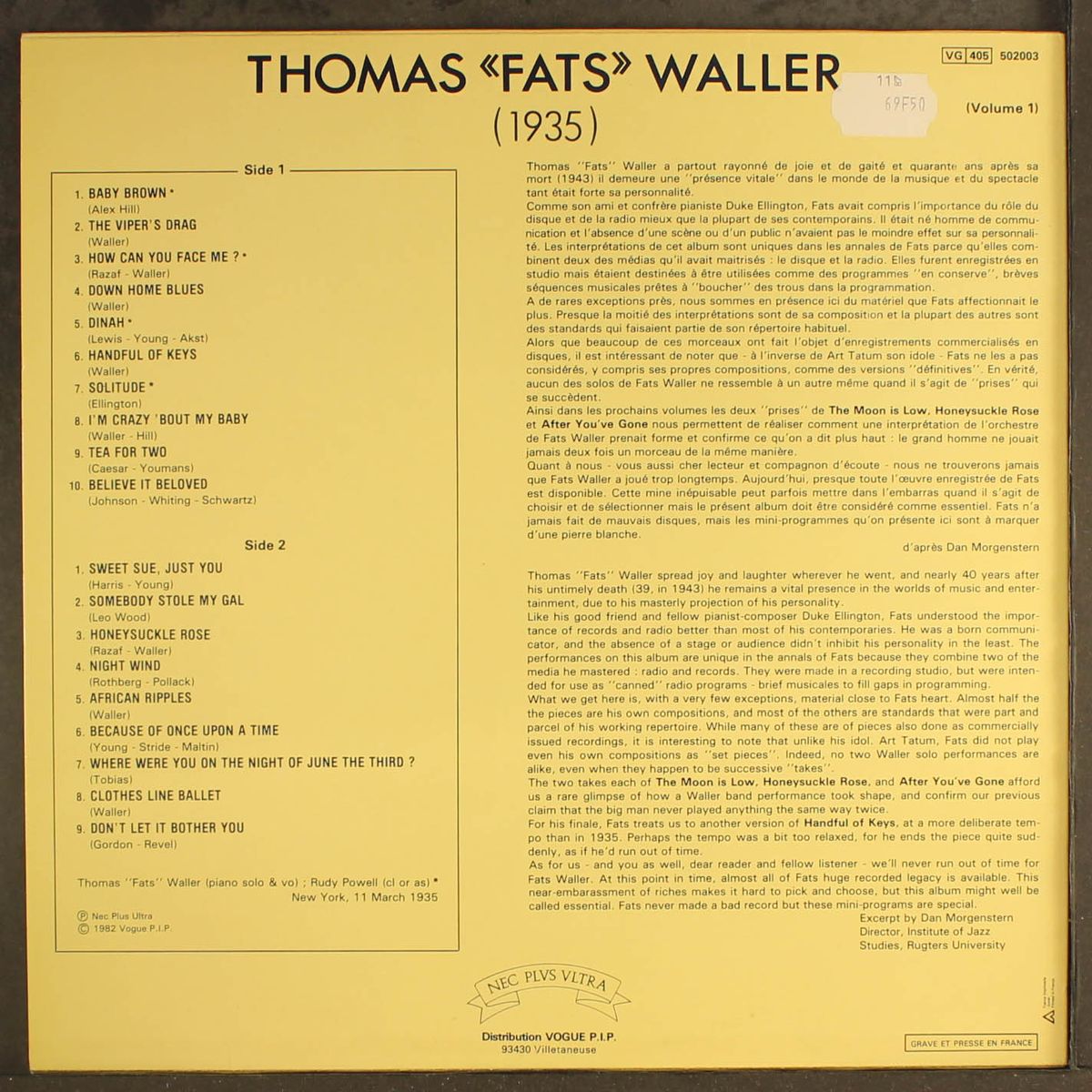 thomas "fats" waller (1935) volume 1 by FATS WALLER