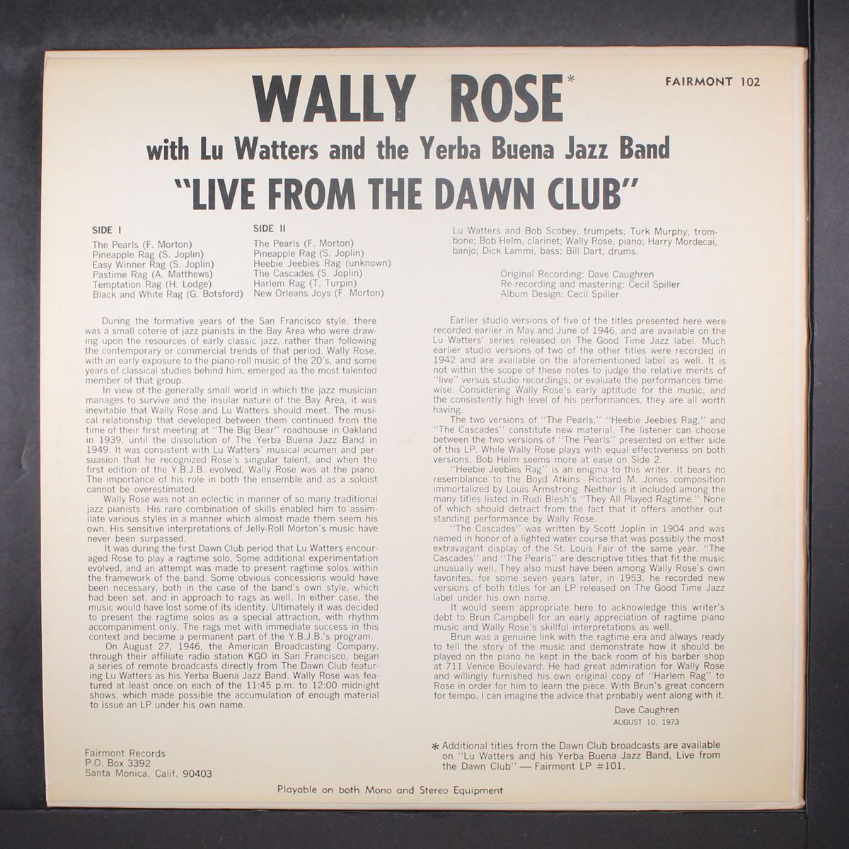 live from the dawn club by WALLY ROSE