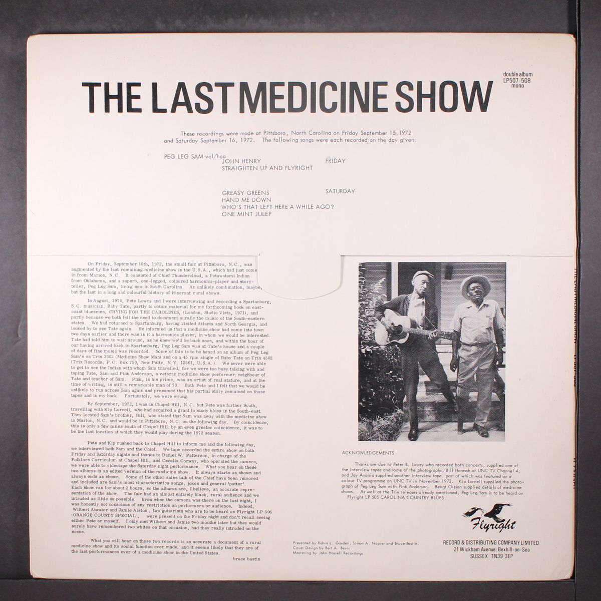 the last medicine show by PEG LEG SAM, ETC