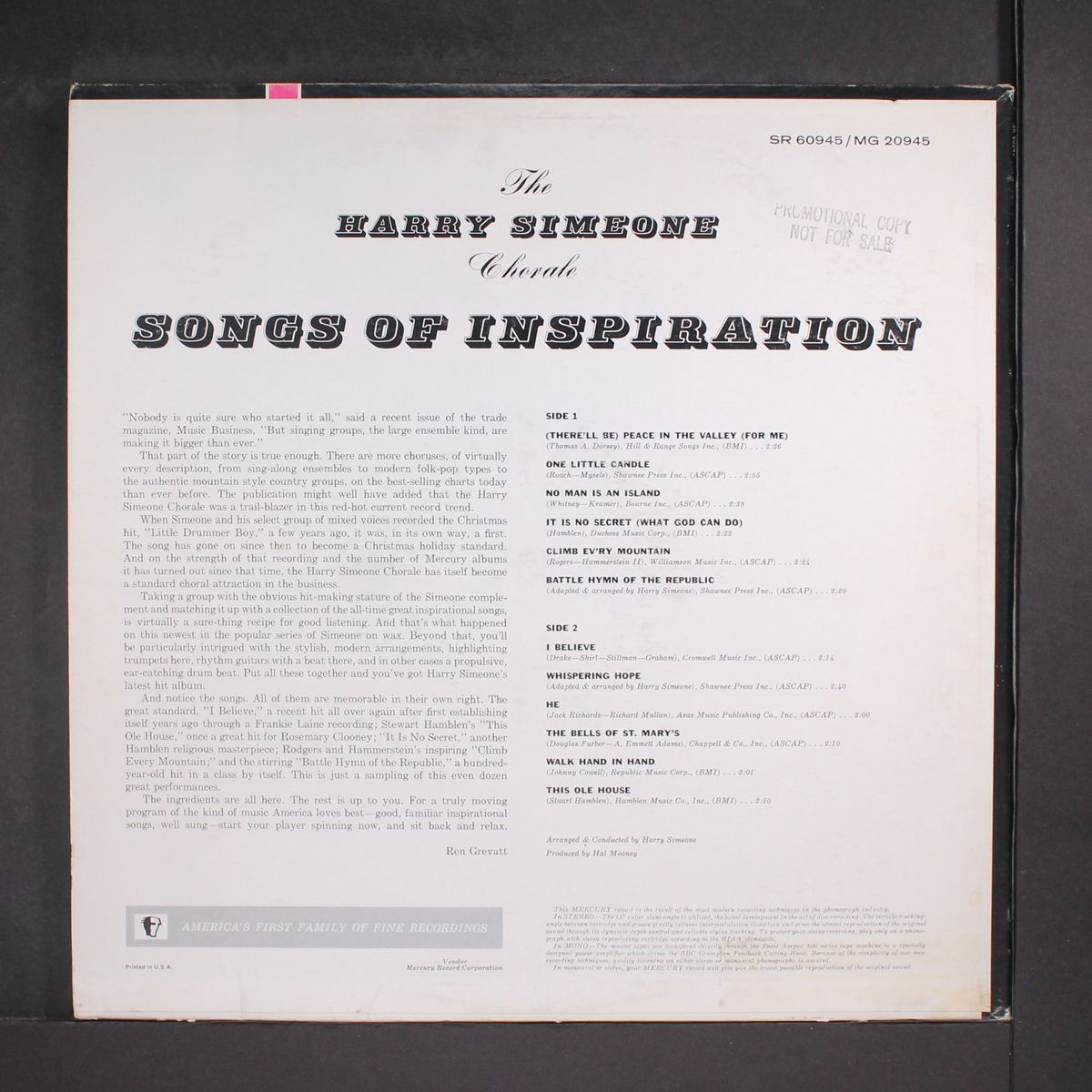 songs of inspiration by HARRY SIMEONE CHORALE