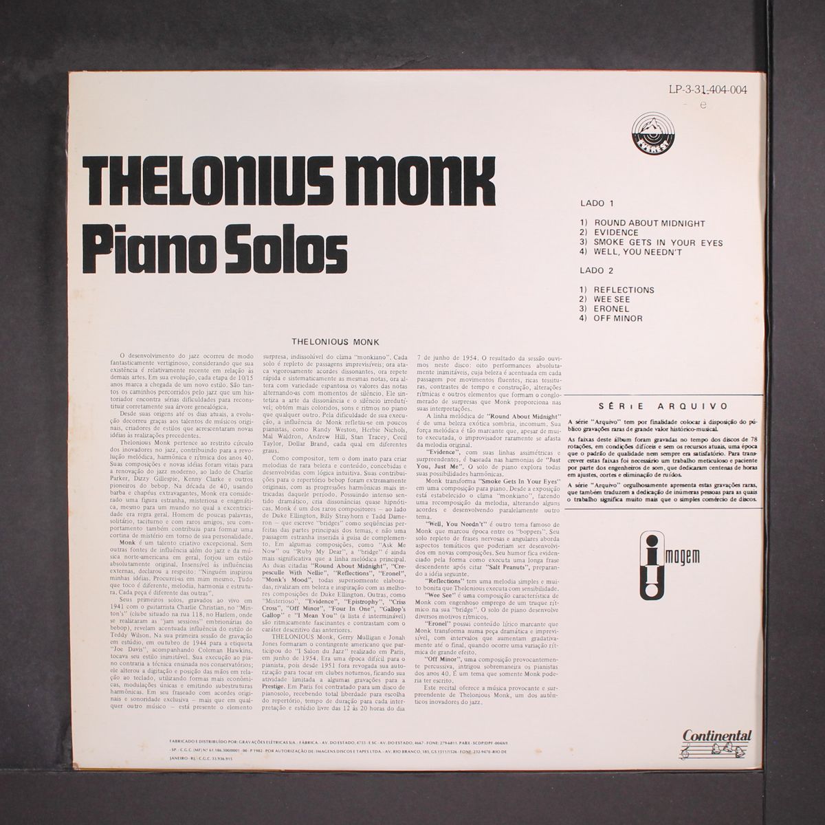 piano solos by THELONIOUS MONK
