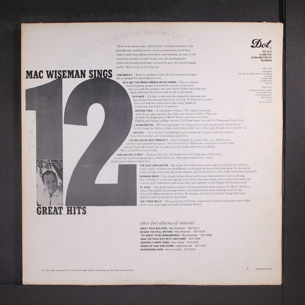 sings 12 great hits by MAC WISEMAN