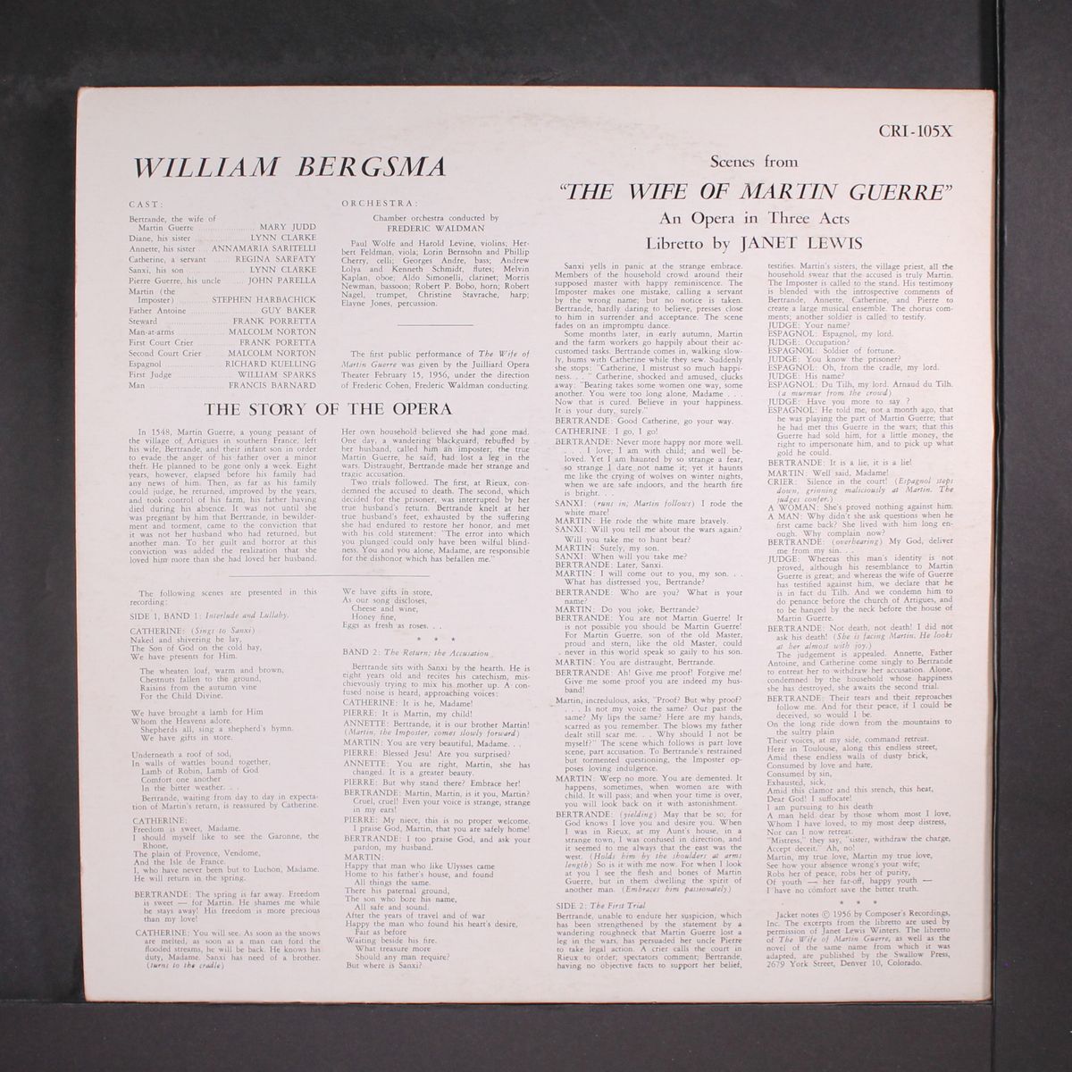 the wife of martin guerre by ORIGINAL CAST