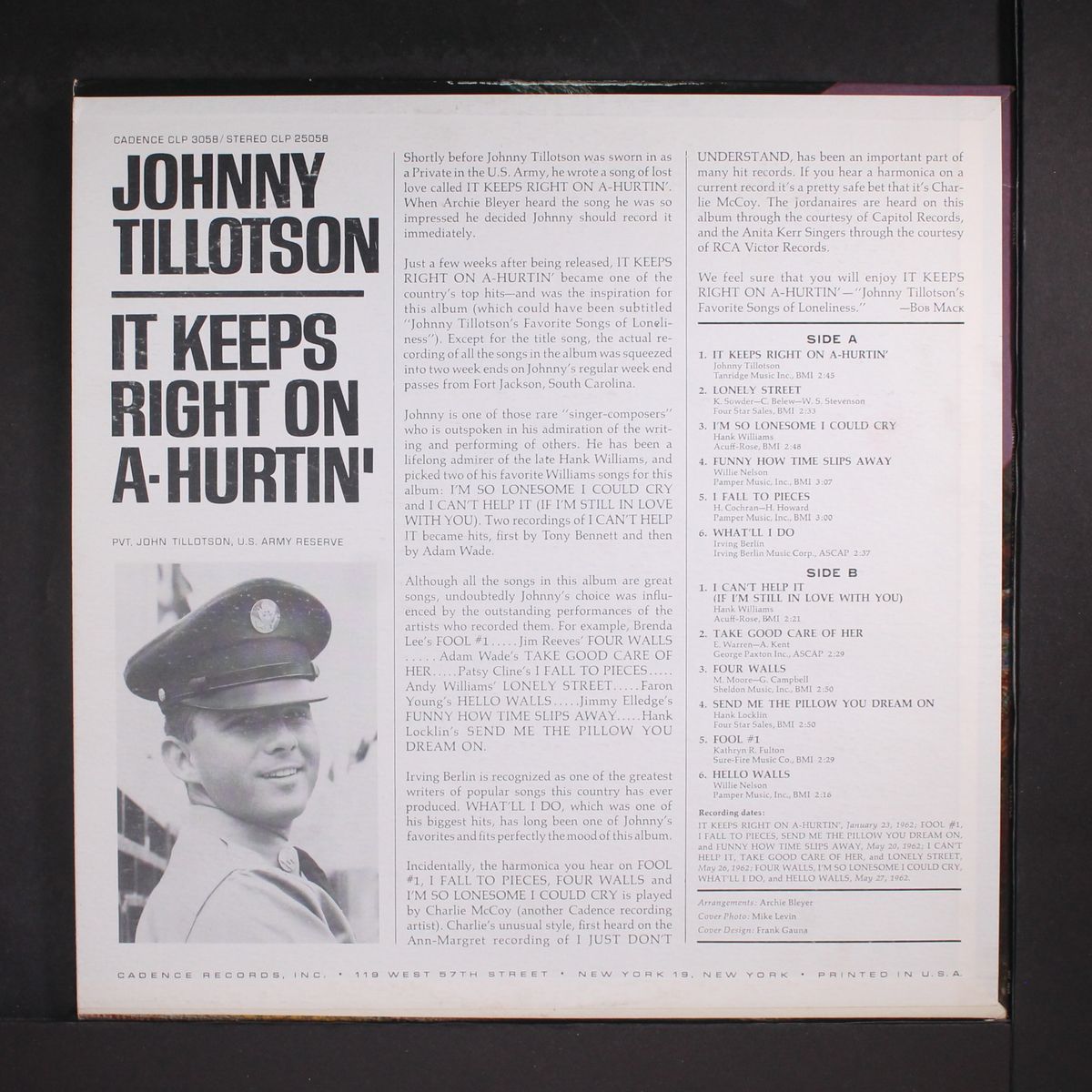 it keeps right on a-hurtin' by JOHNNY TILLOTSON