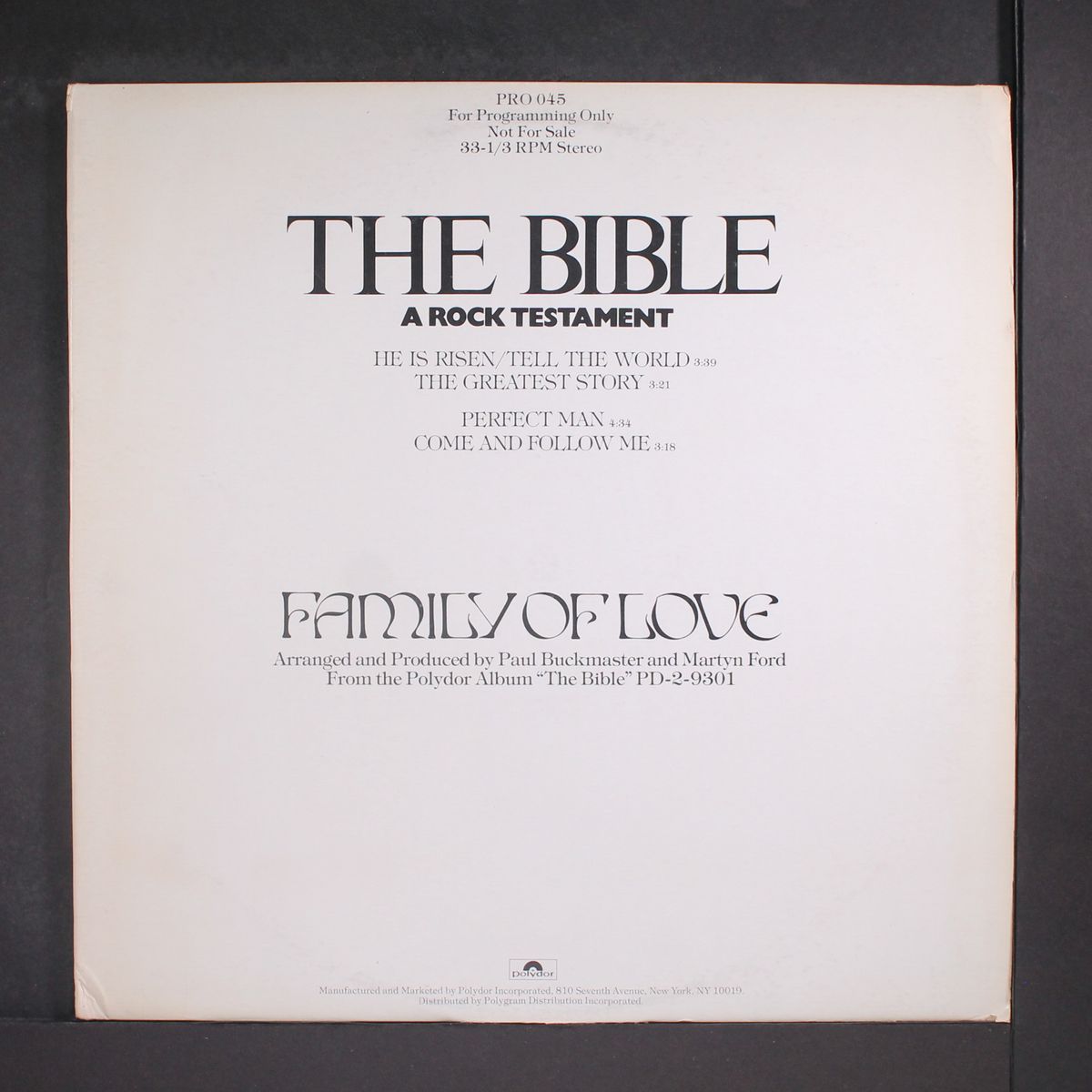 the bible, a rock testament (sampler) by FAMILY OF LOVE