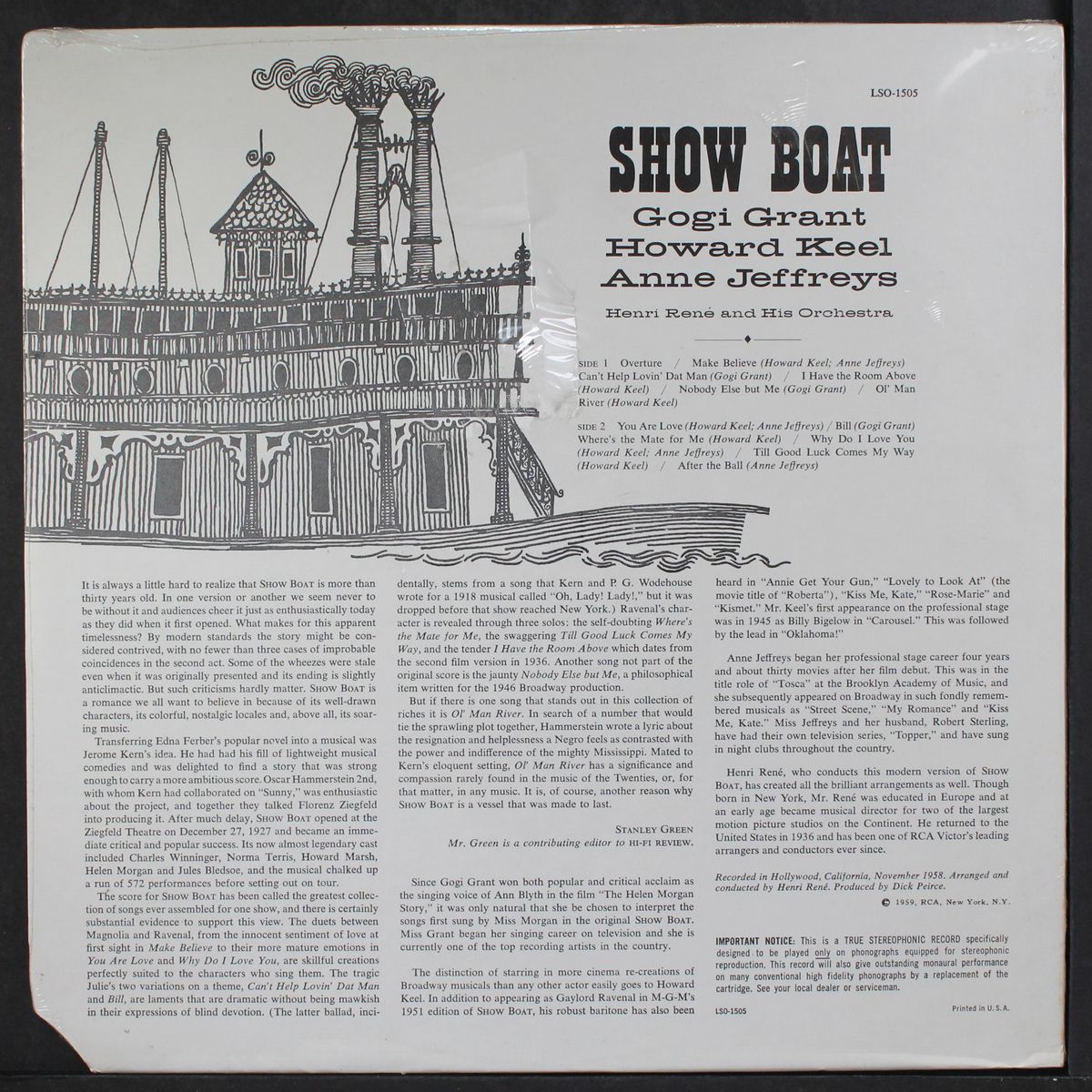 show boat by HOWARD KEEL, GOGI GRANT, ANNE JEFFREYS