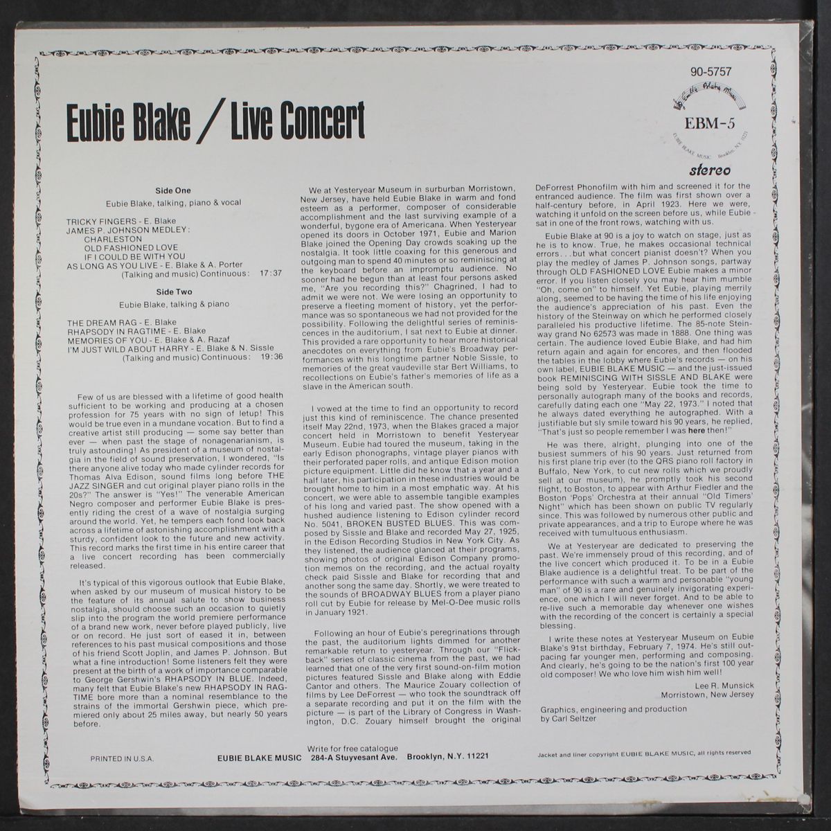 live concert by EUBIE BLAKE