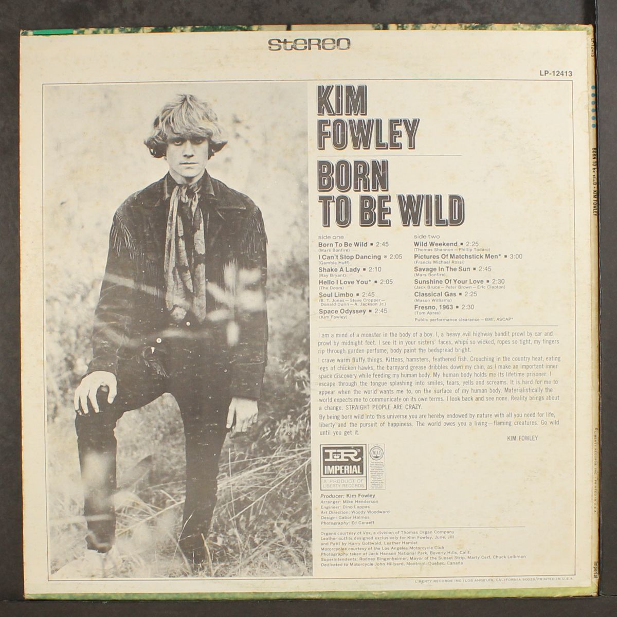born to be wild by KIM FOWLEY