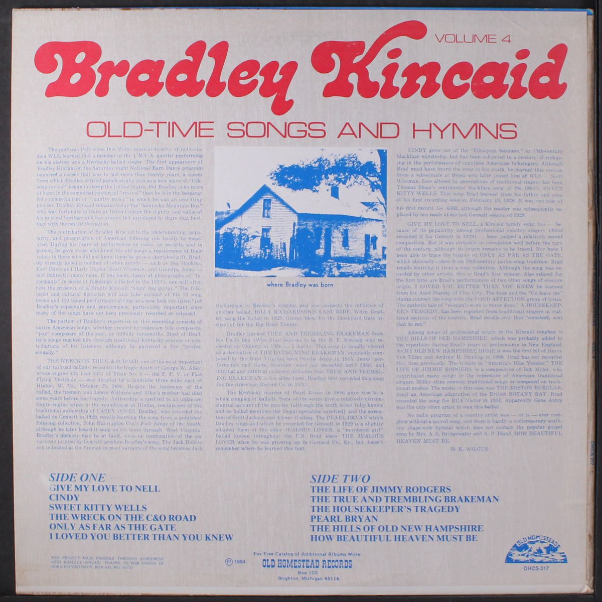 old time songs & hymns, vol. 4 by BRADLEY KINCAID