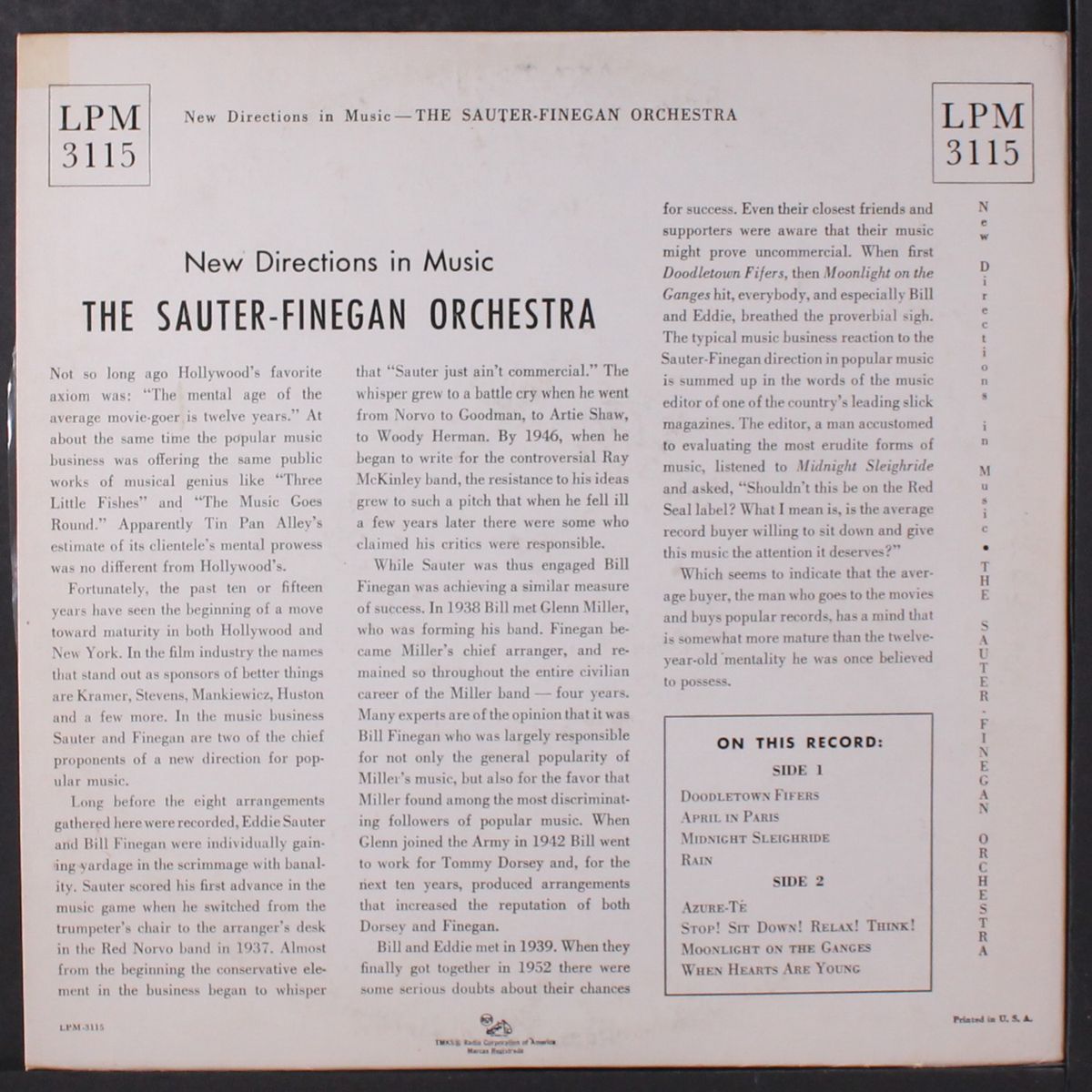 new directions in music by SAUTER-FINEGAN ORCH