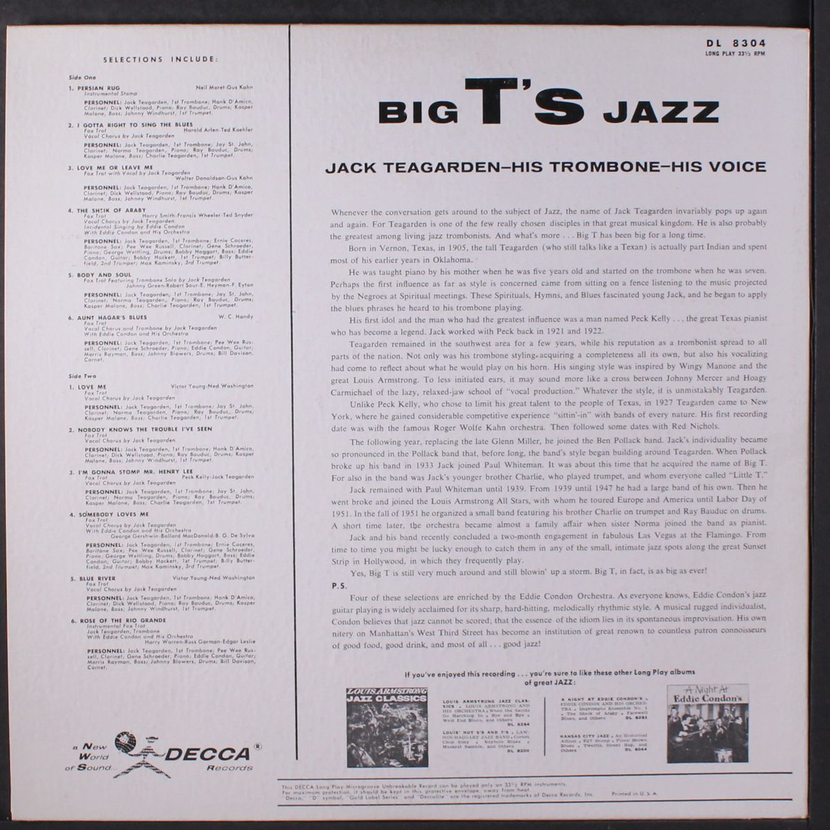 big t's jazz by JACK TEAGARDEN