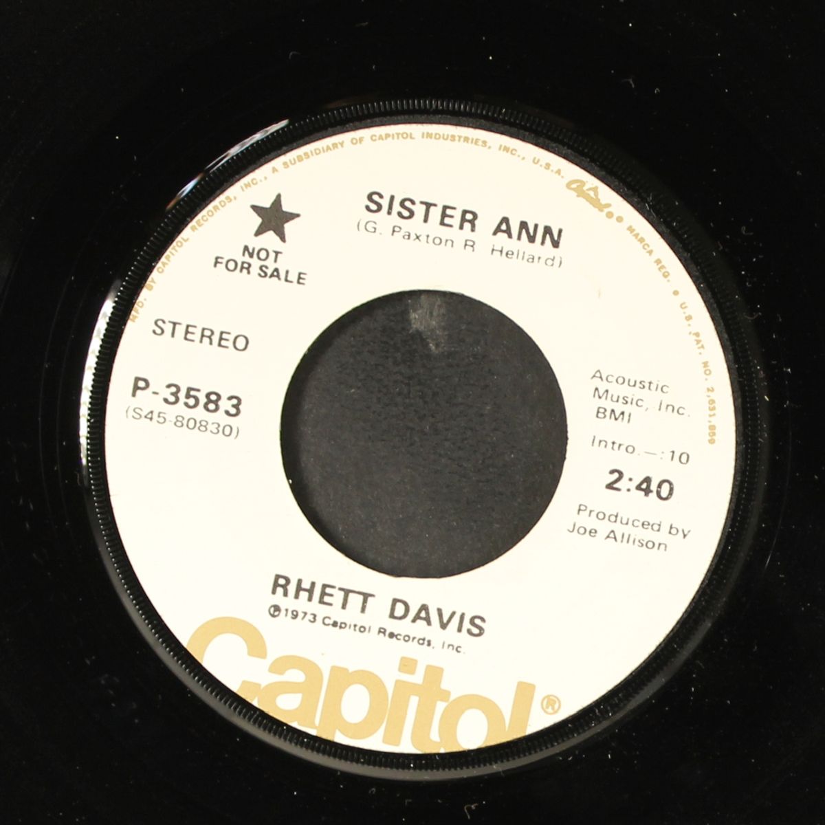 sister ann / travelin' preacher man by RHETT DAVIS