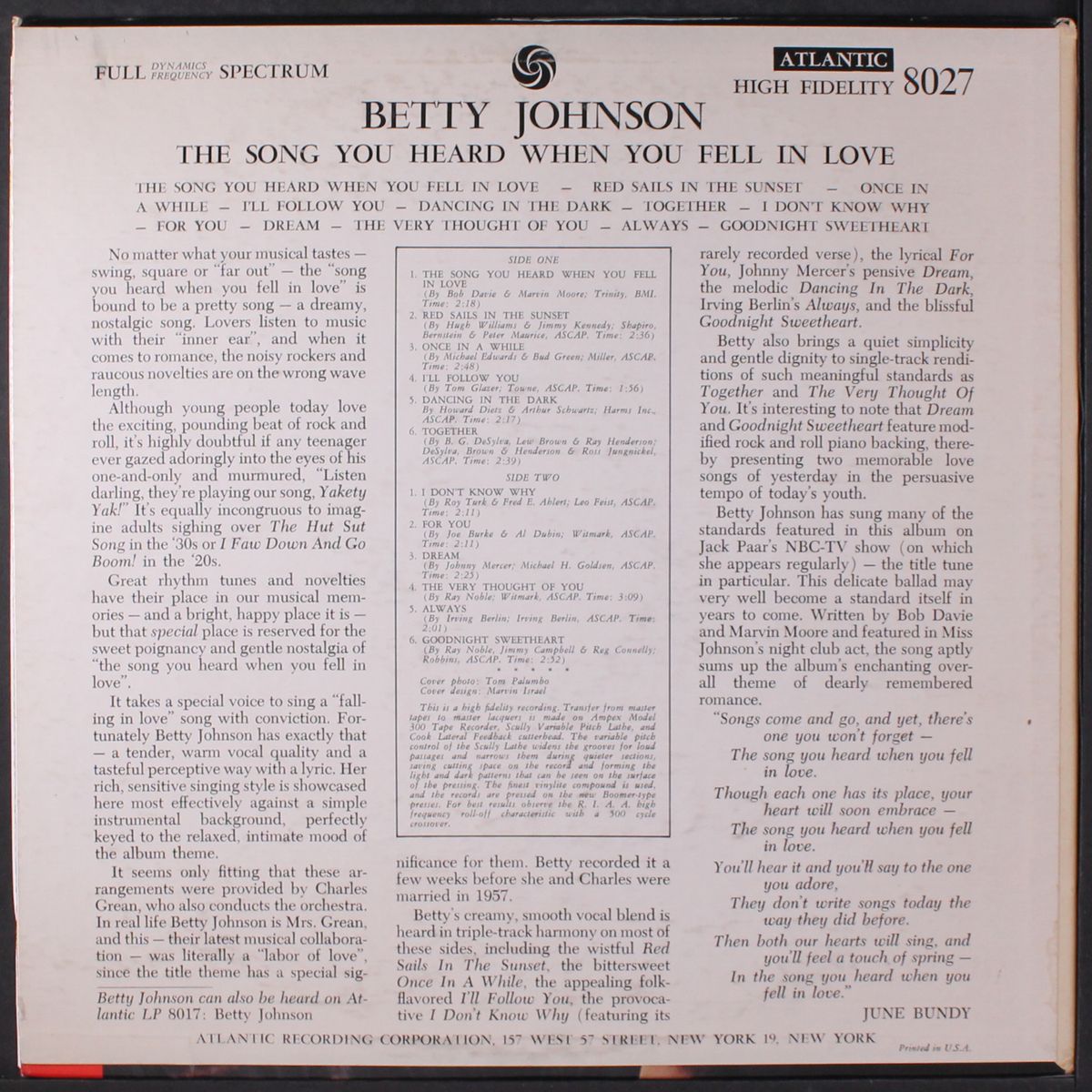 the song you heard when you fell in love by BETTY JOHNSON