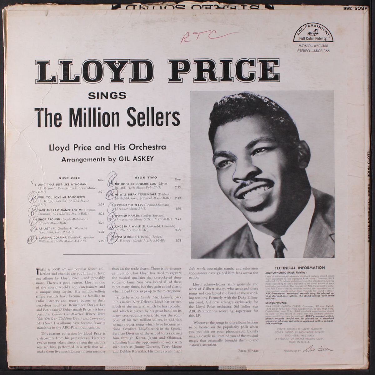 sings the million sellers by LLOYD PRICE