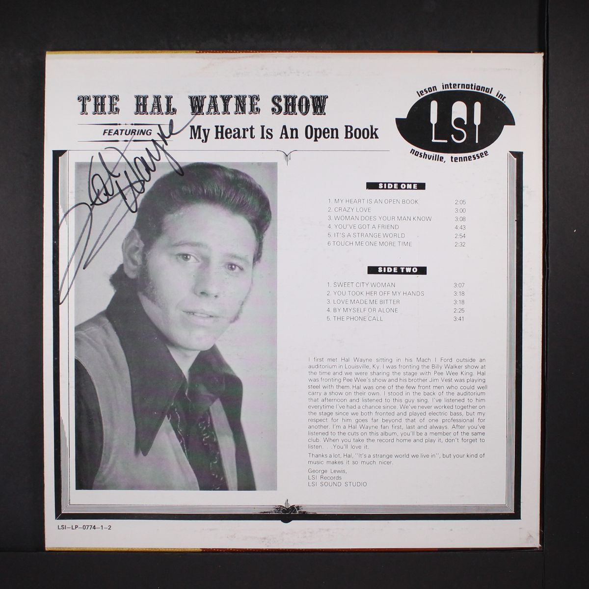 show featuring my heart is an open book by HAL WAYNE