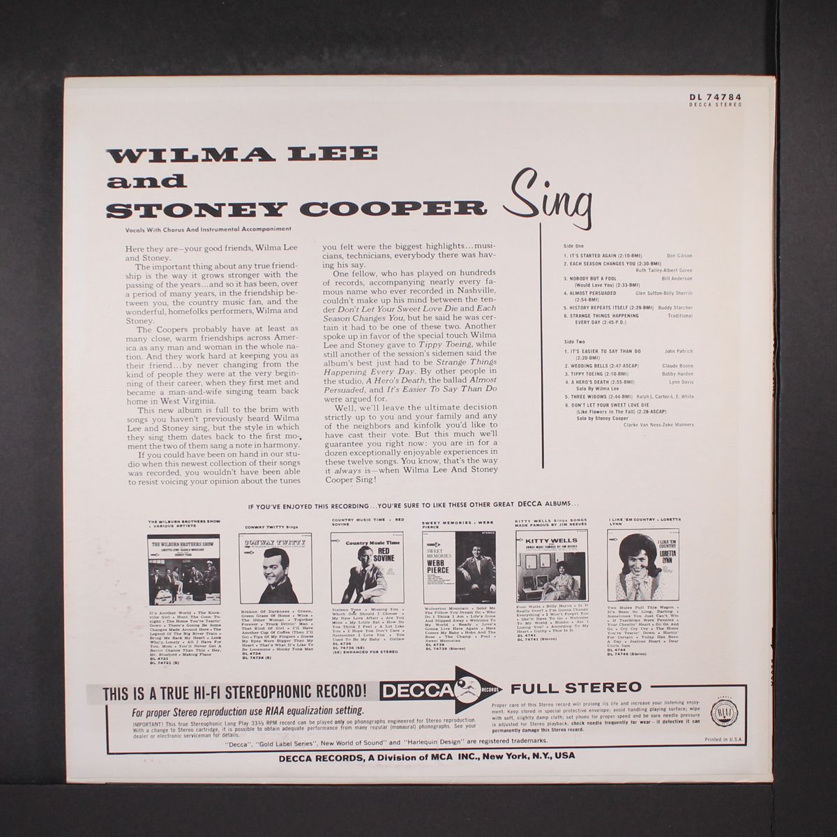 sing by WILMA LEE & STONEY COOPER