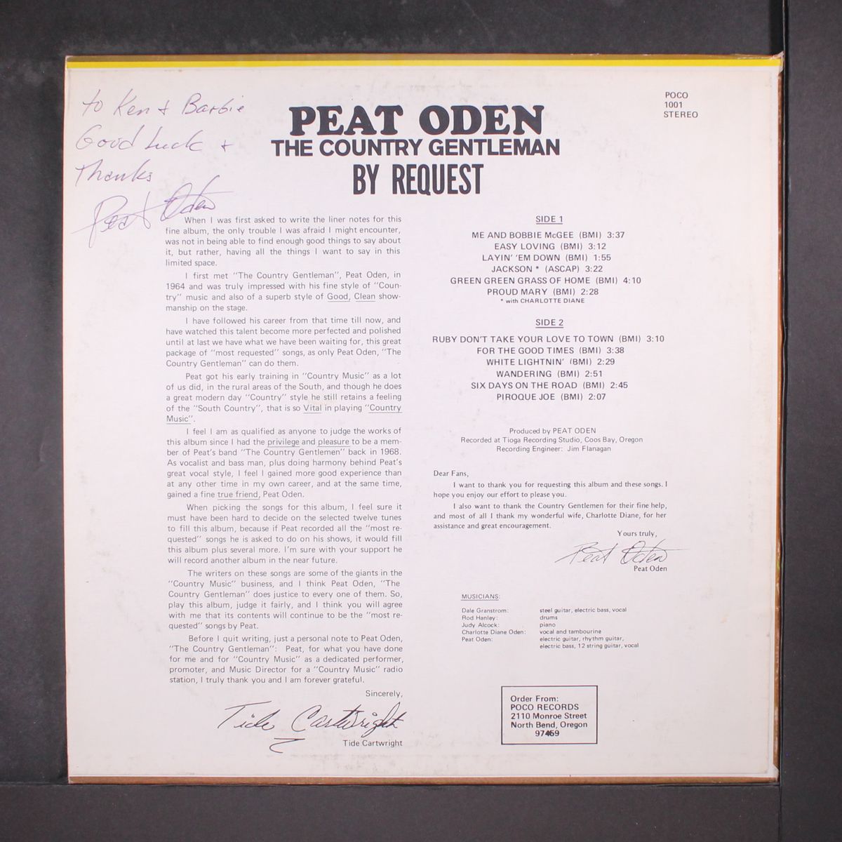 by request by PEAT ODEN