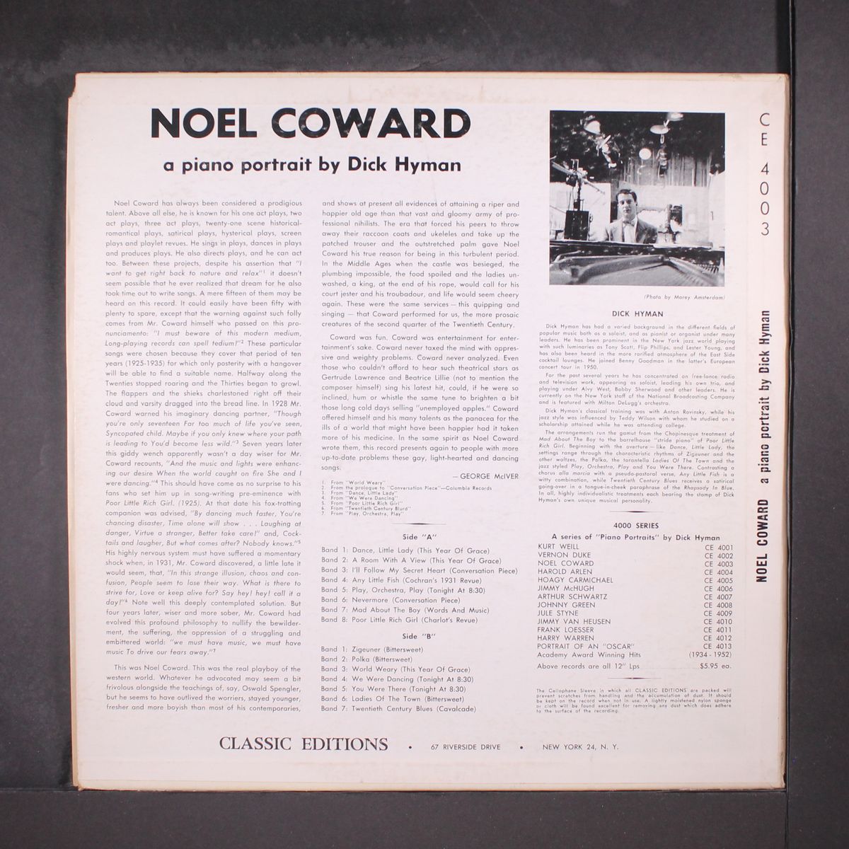 noel coward a piano portrait by DICK HYMAN