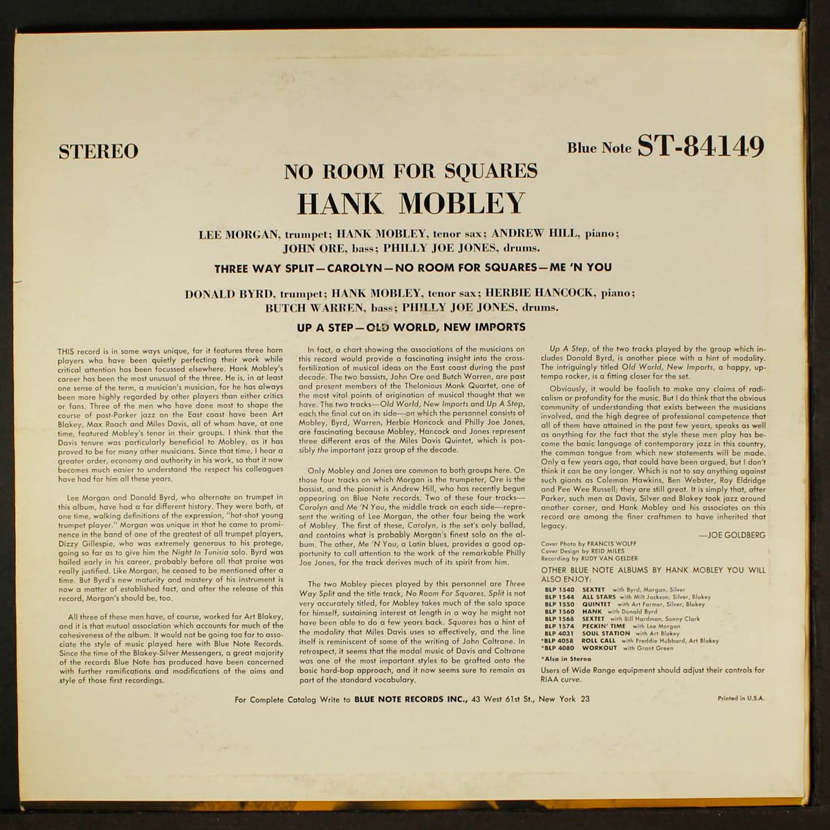 no room for squares by HANK MOBLEY