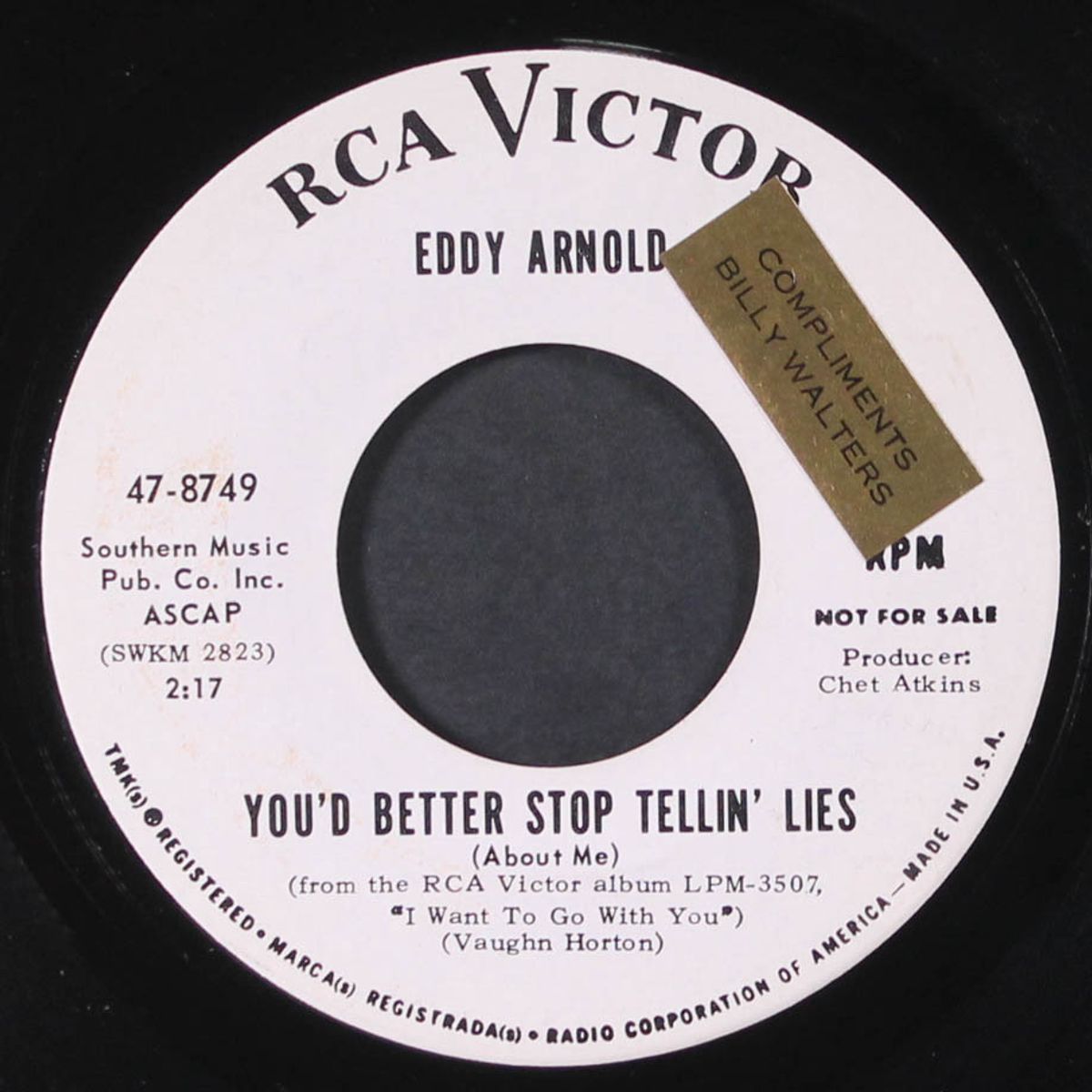 i want to go with you / you'd better stop telling lies by EDDY ARNOLD