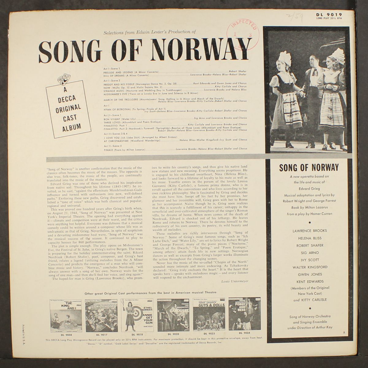 song of norway by ORIGINAL CAST
