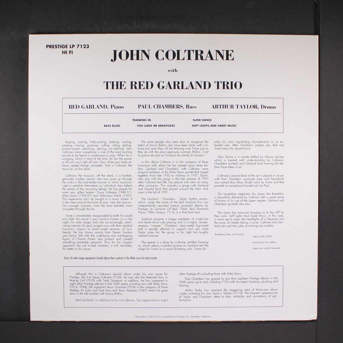 with red garland trio by JOHN COLTRANE