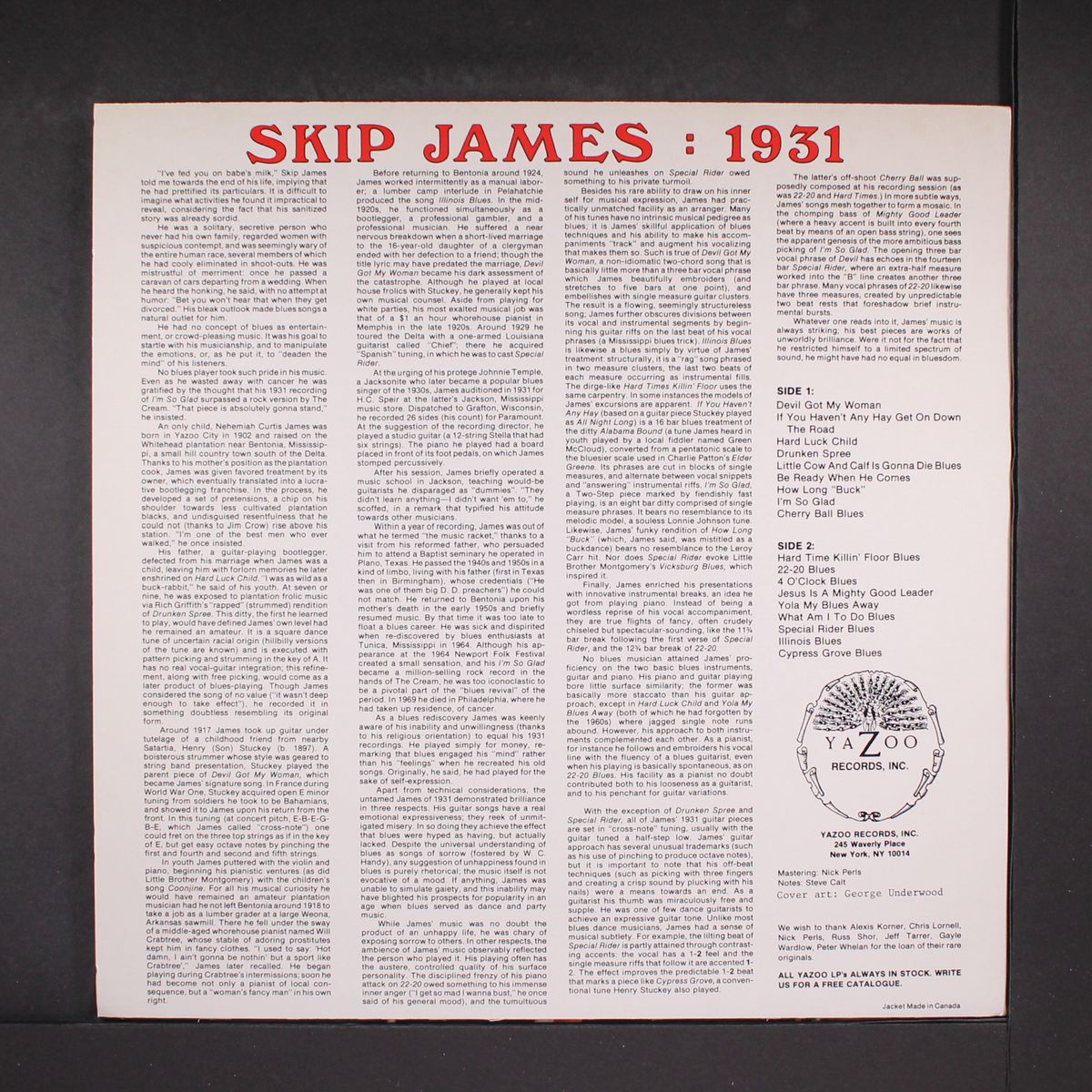 the complete 1931 session by SKIP JAMES