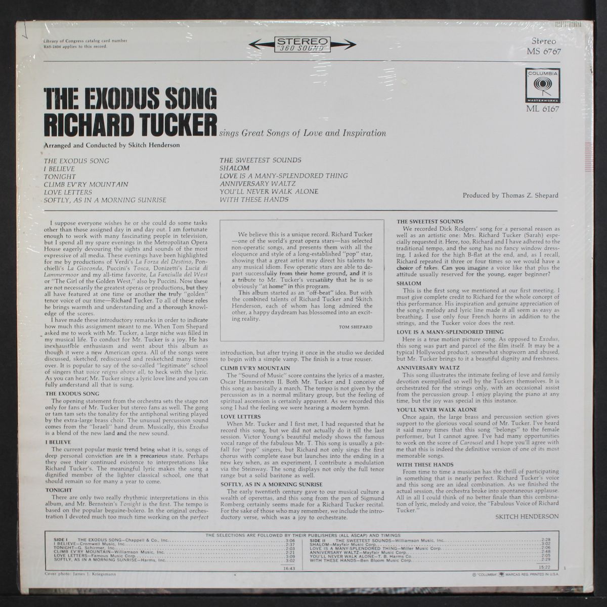 the exodus song by RICHARD TUCKER