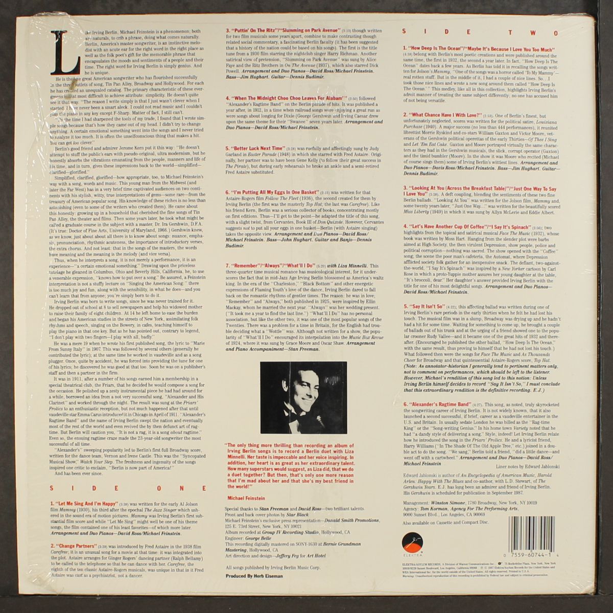 sings irving berlin by MICHAEL FEINSTEIN