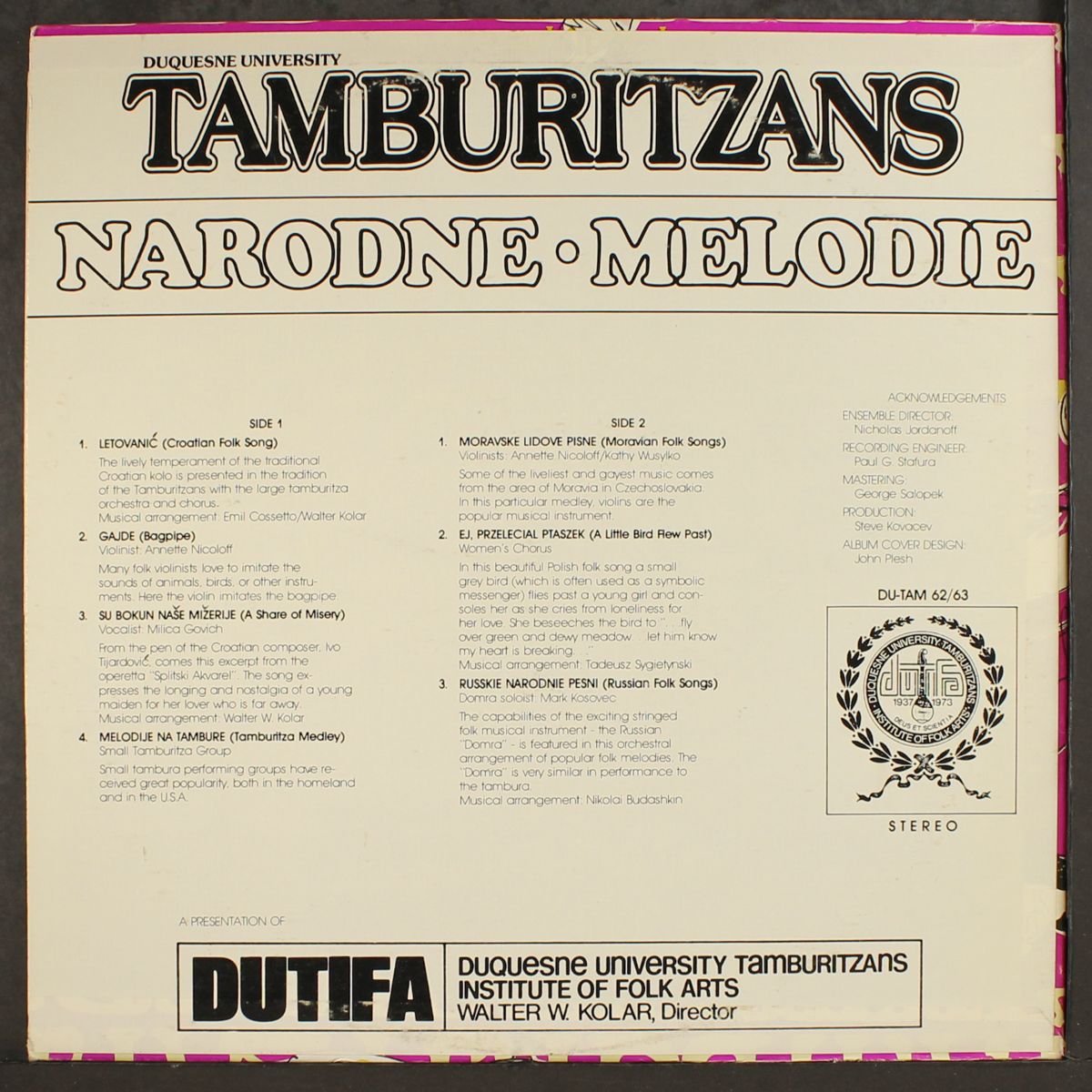 narodne melodie by DUQUESNE UNIVERSITY TAMBURITZANS